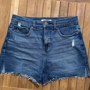 Copper Key Dark Blue Distressed Jean Shorts